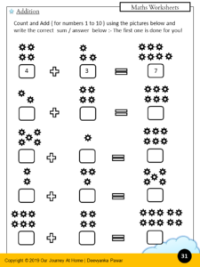 Maths Pack 1 - Printable Worksheets - Digital Workbook (pdf)