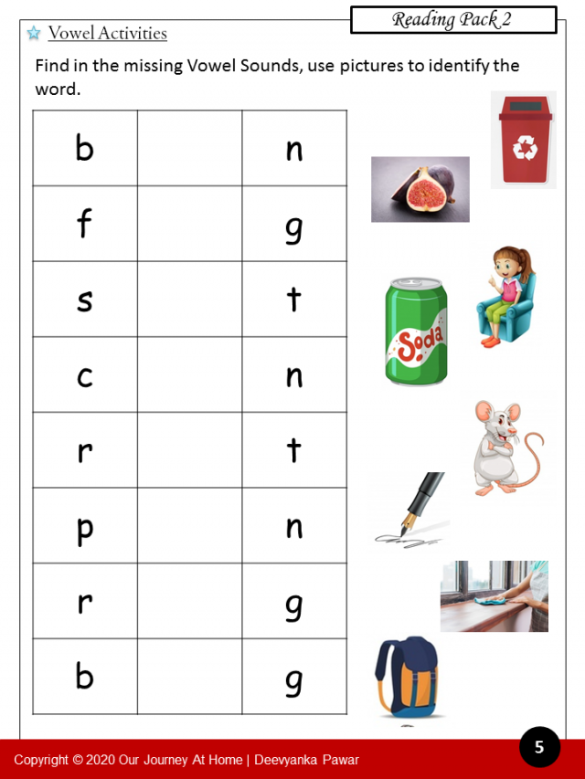 Reading Pack 2 - Printable Worksheets for Phonics - Digital Workbook ...